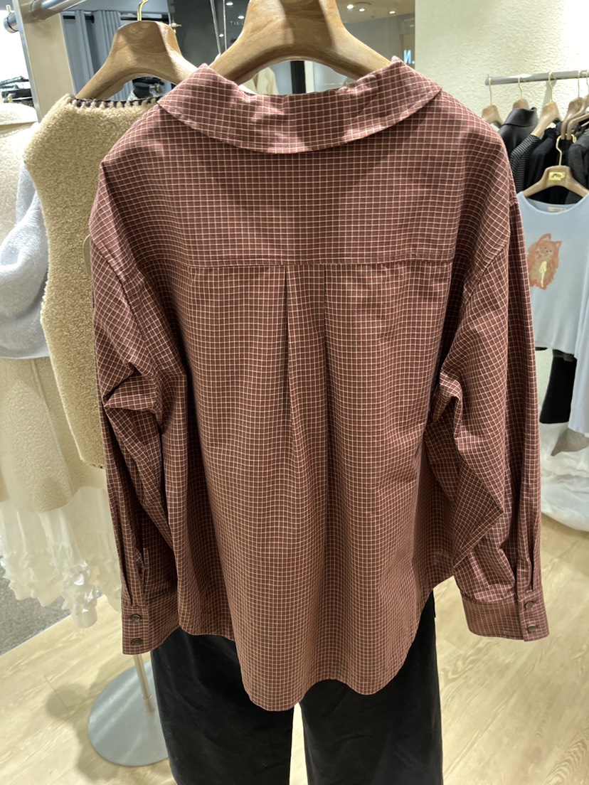 EMPTY東大門㊣直郵女士新款推薦熱賣25秋冬職業襯衫蕾絲衫格紋EMPTY襯衫/蕾絲衫