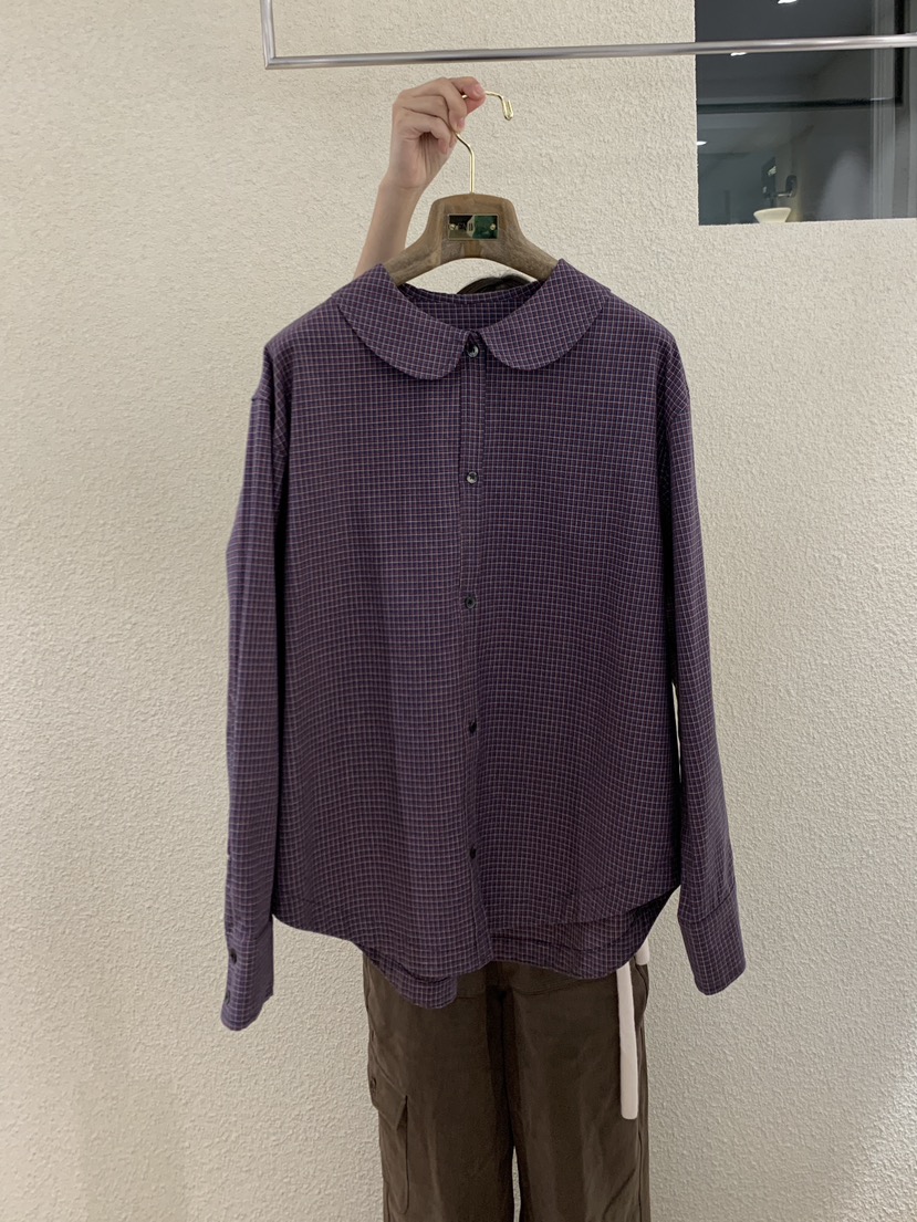 EMPTY東大門㊣直郵女士新款推薦熱賣25秋冬職業襯衫蕾絲衫格紋EMPTY襯衫/蕾絲衫圖色2