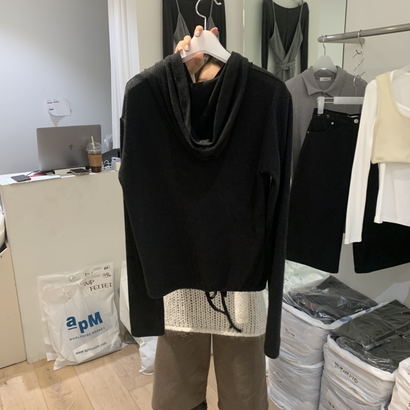 AUBE韓國直郵㊣女裝新款職業休閑熱賣時尚長袖T恤連帽衫羊毛AUBE長袖T恤