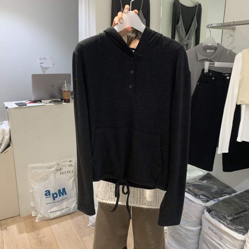 AUBE韓國直郵㊣女裝新款職業休閑熱賣時尚長袖T恤連帽衫羊毛AUBE長袖T恤