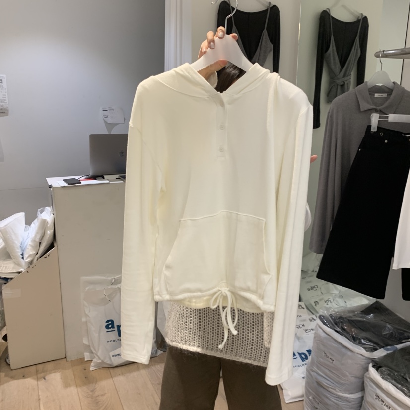 AUBE韓國直郵㊣女裝新款職業休閑熱賣時尚長袖T恤連帽衫羊毛AUBE長袖T恤圖色3