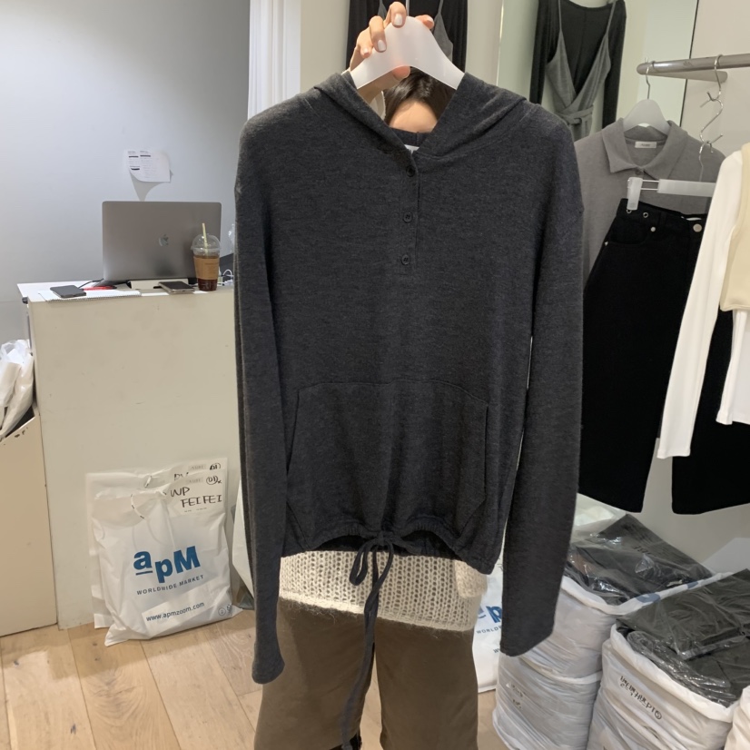 AUBE韓國直郵㊣女裝新款職業休閑熱賣時尚長袖T恤連帽衫羊毛AUBE長袖T恤圖色4