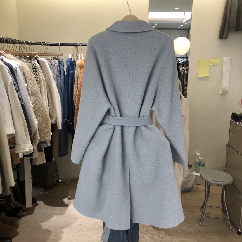 W AND J東大門㊣代購女裝新品真品時尚25秋冬中長款大衣含腰帶W AND J中長款大衣