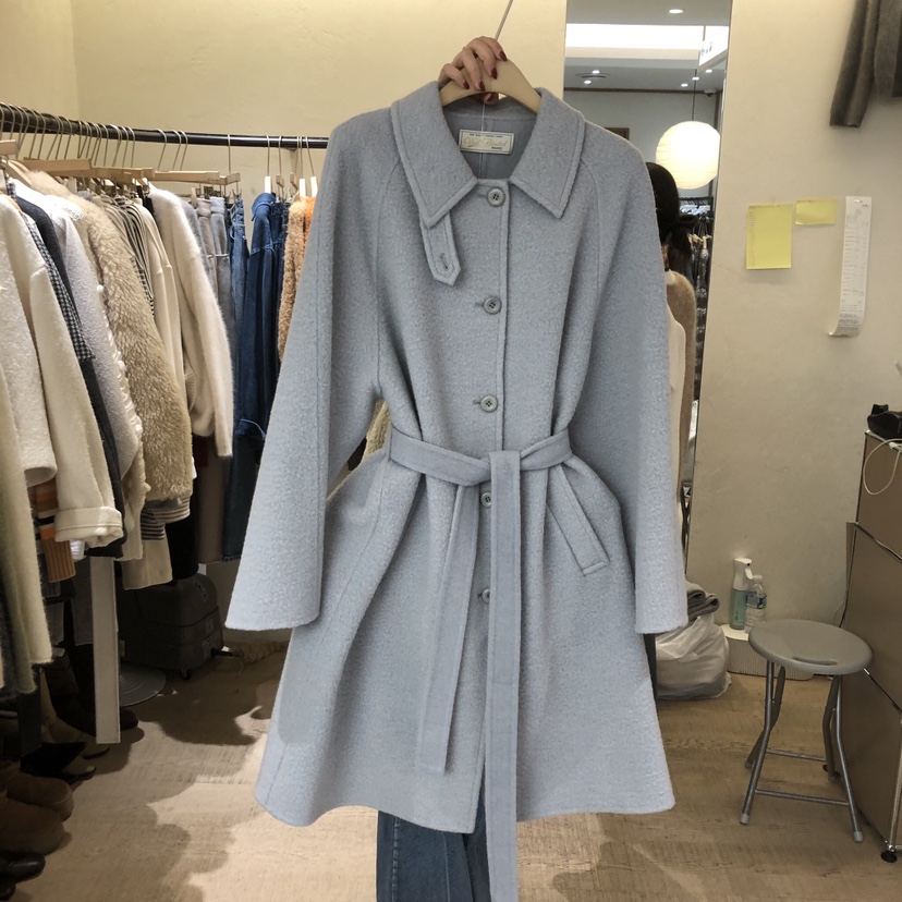 W AND J東大門㊣代購女裝新品真品時尚25秋冬中長款大衣含腰帶W AND J中長款大衣圖色1