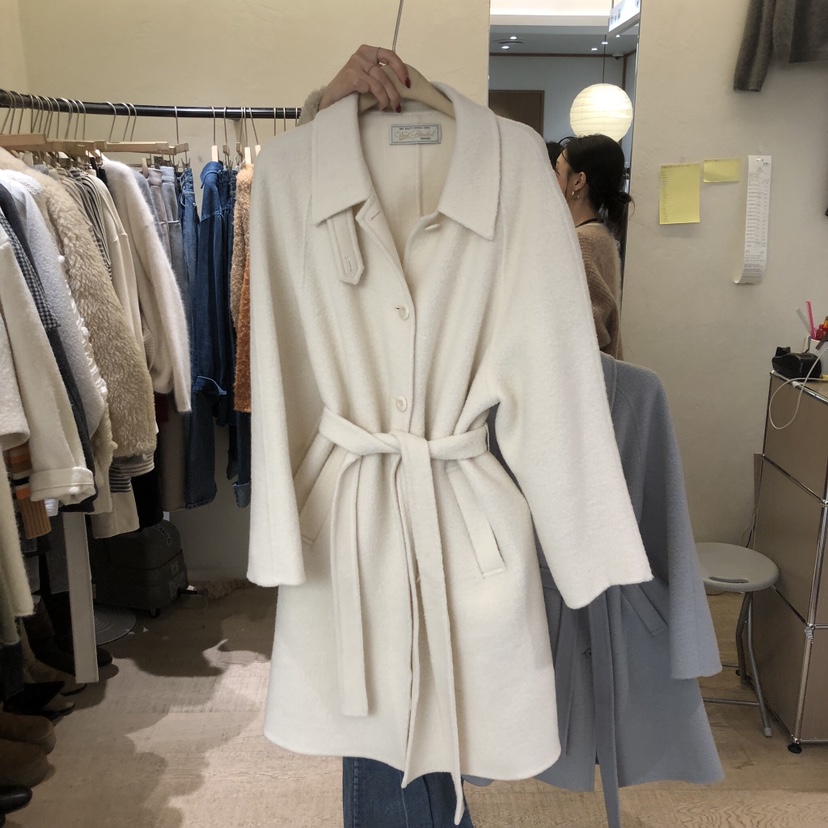 W AND J東大門㊣代購女裝新品真品時尚25秋冬中長款大衣含腰帶W AND J中長款大衣圖色2