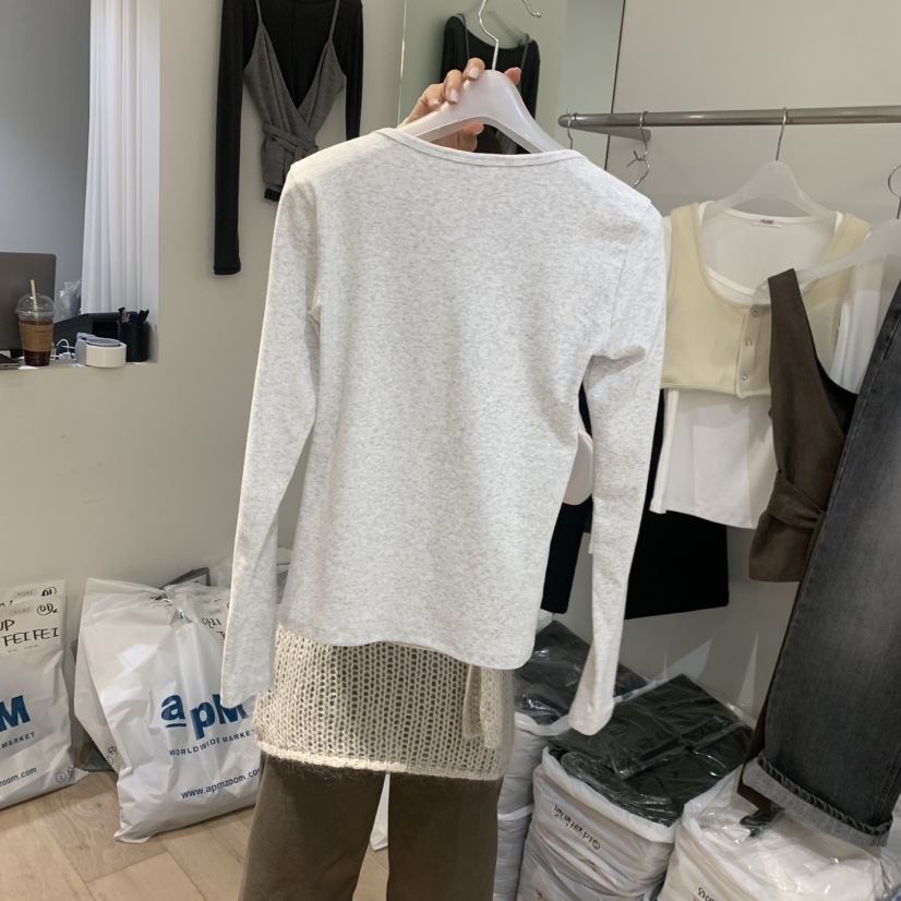 AUBE韓國直郵㊣女裝新款職業熱賣人氣時尚推薦休閑25秋冬長袖T恤AUBE長袖T恤