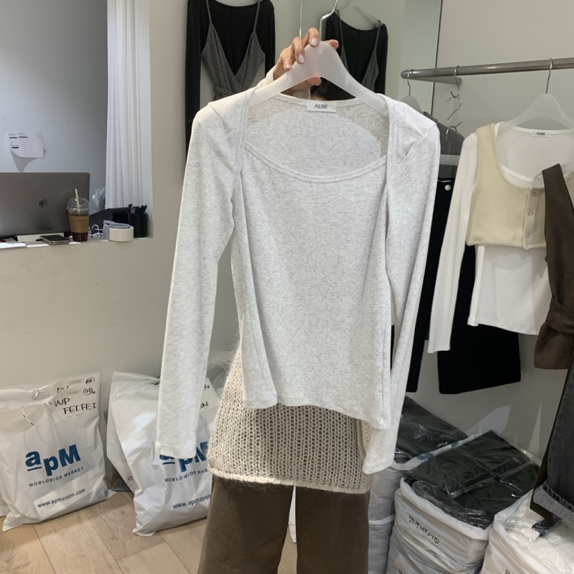 AUBE韓國直郵㊣女裝新款職業熱賣人氣時尚推薦休閑25秋冬長袖T恤AUBE長袖T恤