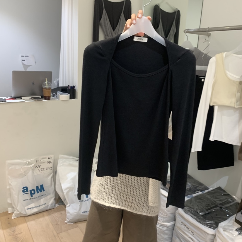 AUBE韓國直郵㊣女裝新款職業熱賣人氣時尚推薦休閑25秋冬長袖T恤AUBE長袖T恤圖色2