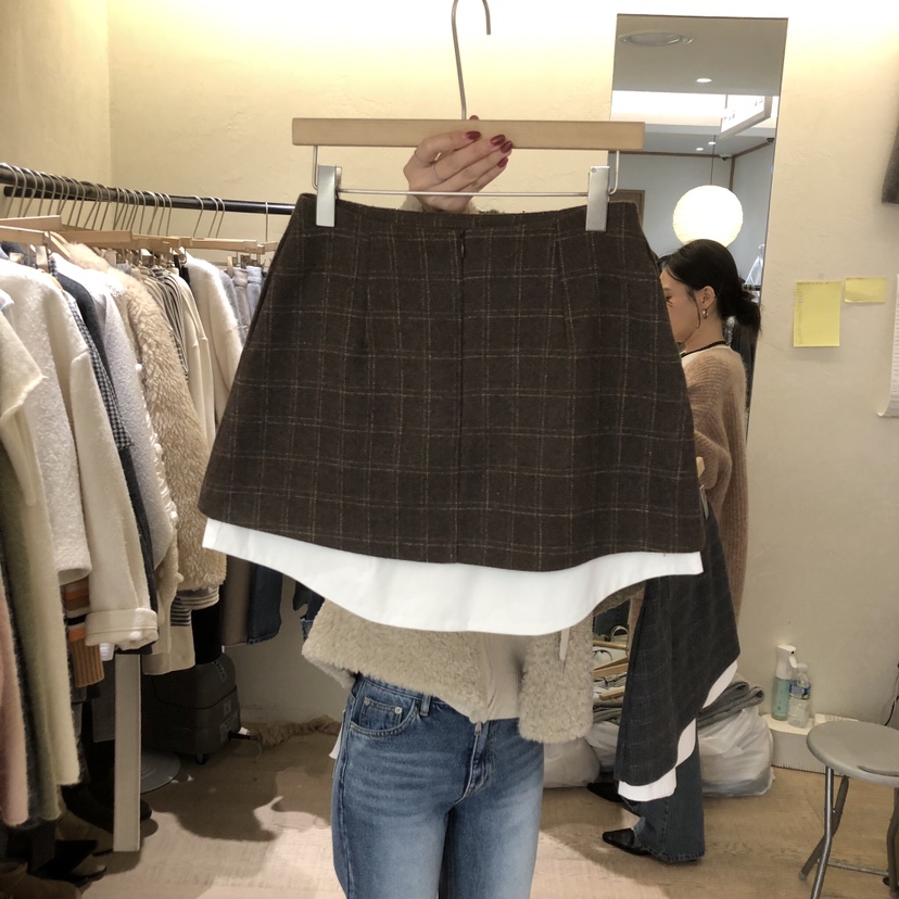 W AND J韓國代購㊣女裝新款推薦休閑時尚職業熱賣25秋冬短裙W AND J短裙