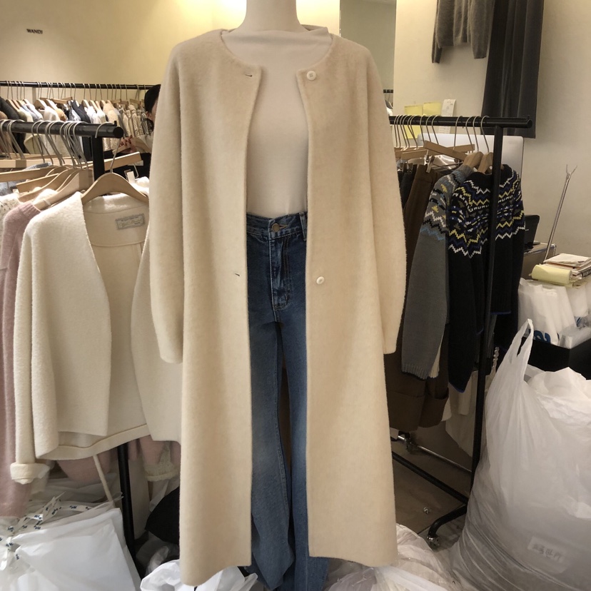 W AND J韓國直郵㊣女士新品25秋冬職業推薦中長款大衣含腰帶W AND J中長款大衣