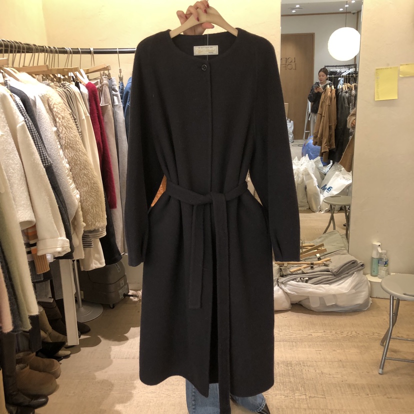 W AND J韓國直郵㊣女士新品25秋冬職業推薦中長款大衣含腰帶W AND J中長款大衣圖色2
