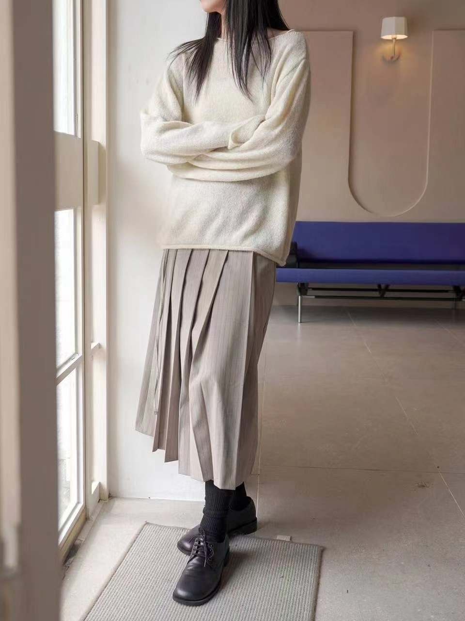 MORNBAKER東大門㊣實拍女士新品人氣25秋冬長裙含腰繩百褶褶裙MORNBAKER長裙圖色2