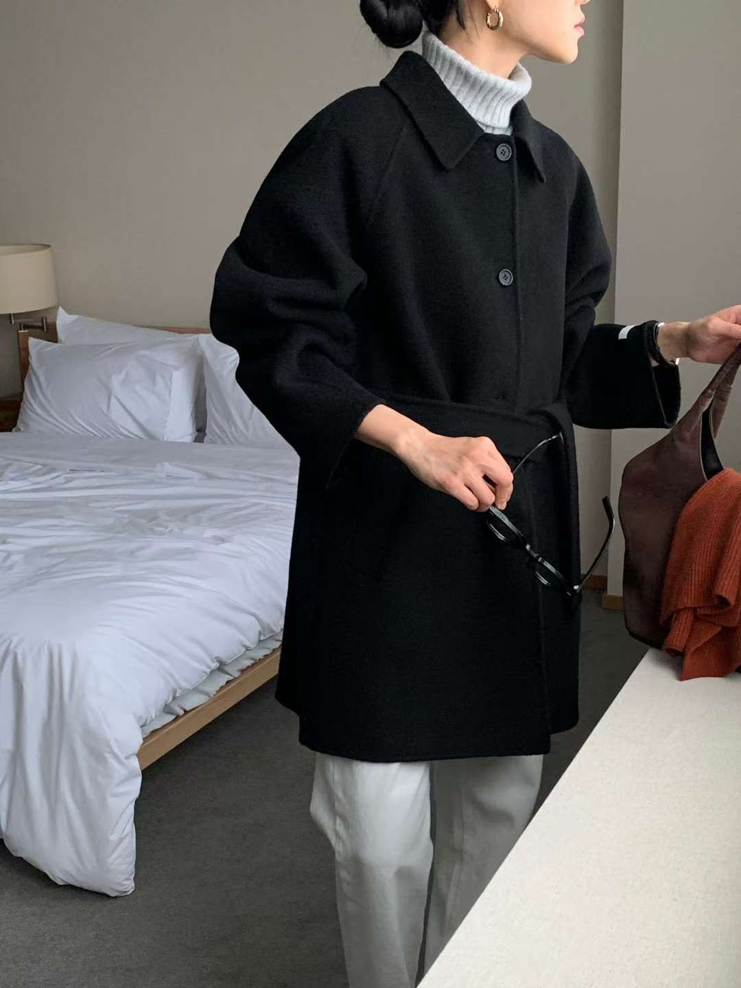 IVORY東大門㊣實拍女士新品時尚人氣推薦職業25秋冬短款大衣IVORY短款大衣