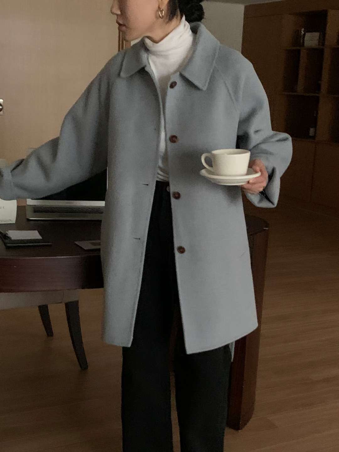 IVORY東大門㊣實拍女士新品時尚人氣推薦職業25秋冬短款大衣IVORY短款大衣圖色4