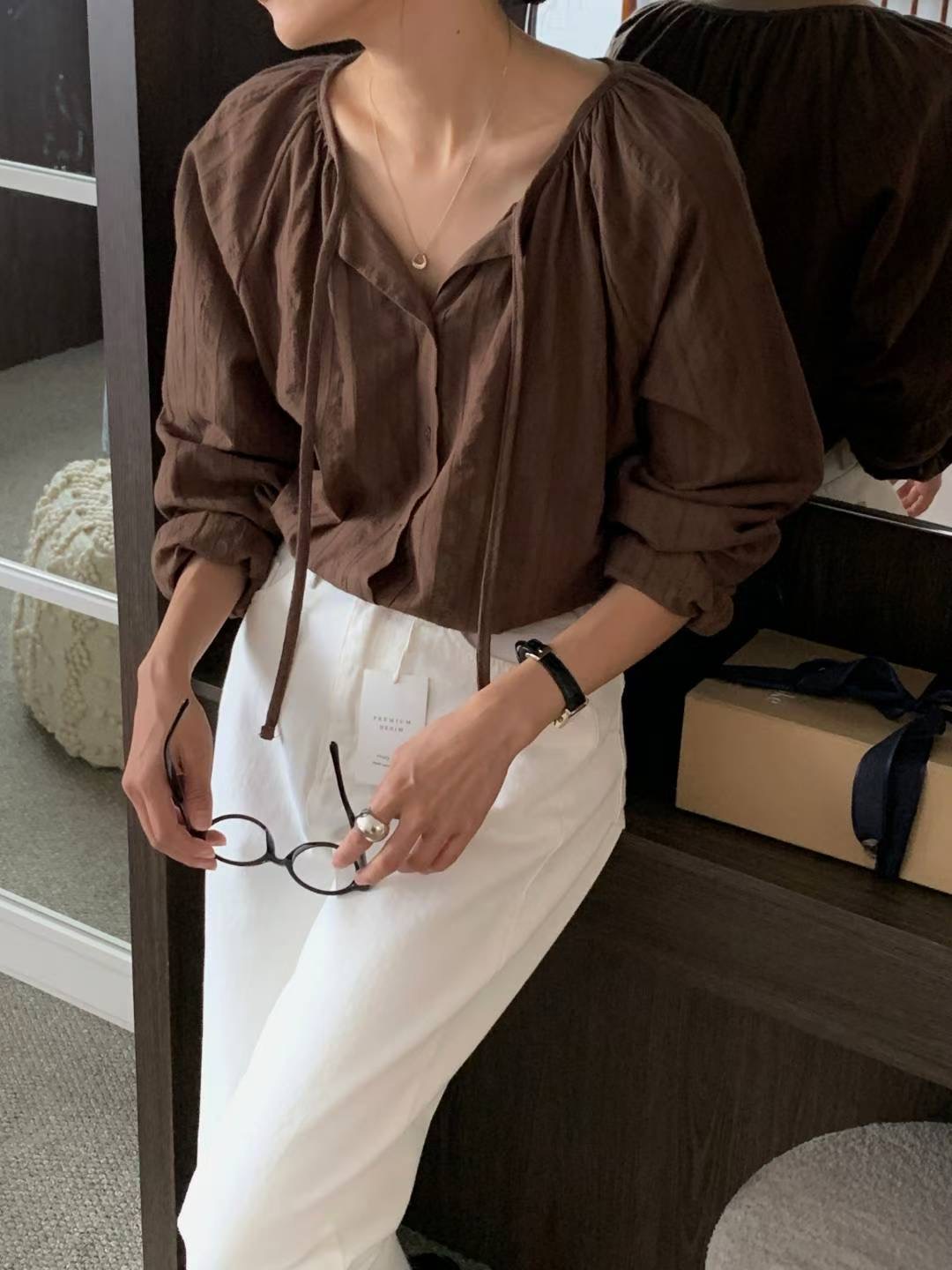 IVORY韓國直郵㊣女裝新品時尚休閑推薦真品熱賣人氣襯衫蕾絲衫IVORY襯衫/蕾絲衫