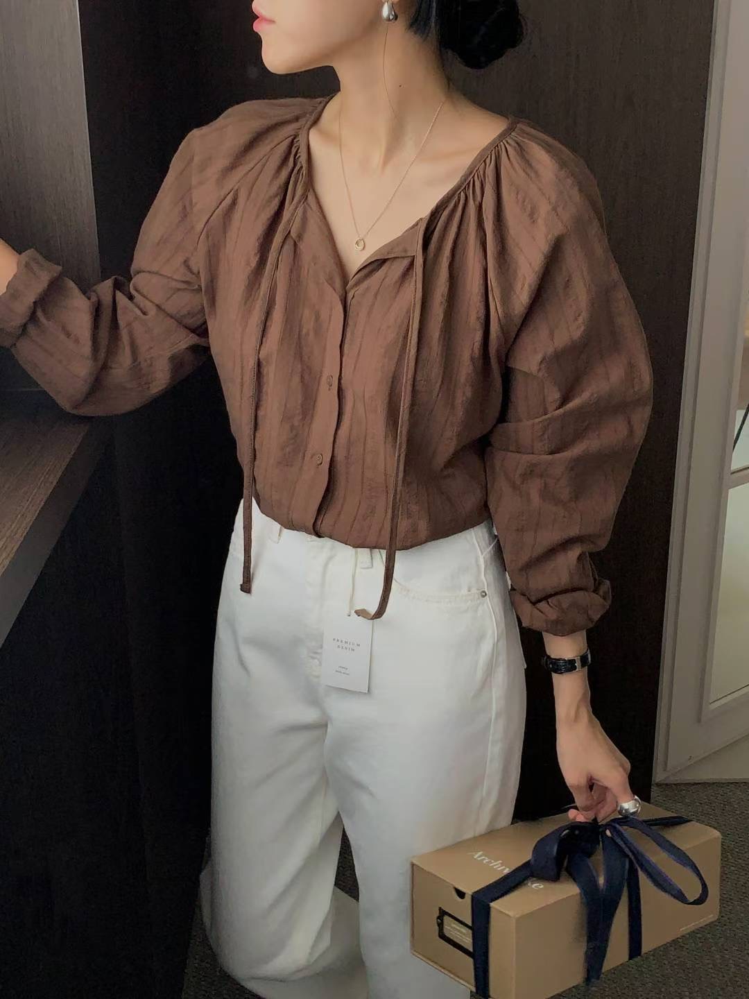 IVORY韓國直郵㊣女裝新品時尚休閑推薦真品熱賣人氣襯衫蕾絲衫IVORY襯衫/蕾絲衫