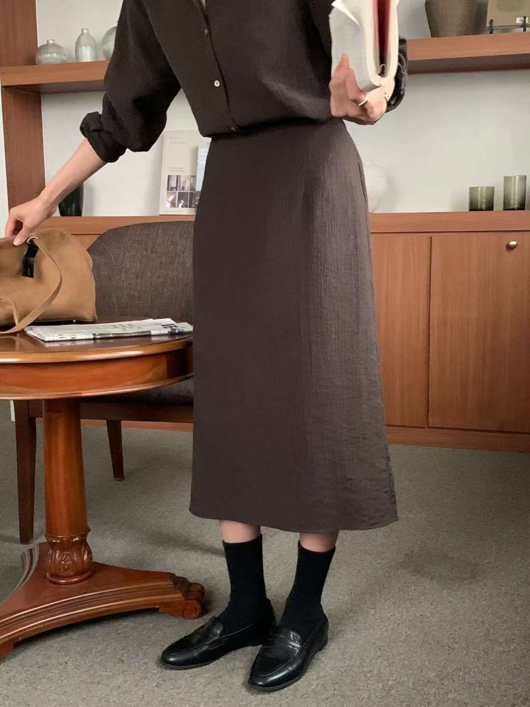 IVORY韓國直郵㊣女裝新款25秋冬推薦職業休閑人氣熱賣真品長裙IVORY長裙圖色2