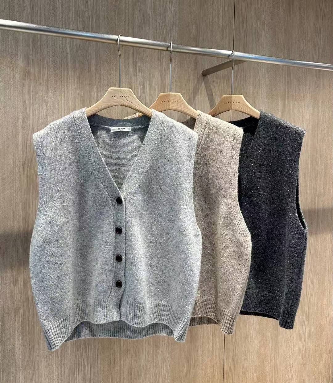 ARLOW韓國代購㊣女士新款休閑時尚25秋冬推薦職業熱賣馬甲羊毛ARLOW馬甲圖色3左三色