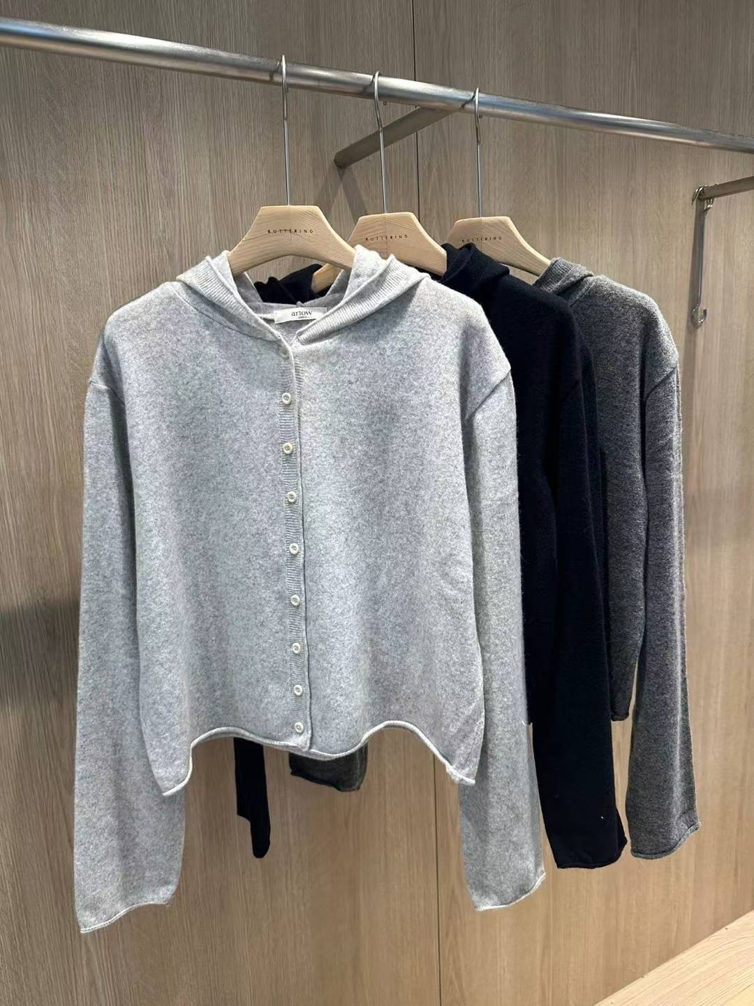 ARLOW韓國代購㊣女裝新款休閑時尚職業推薦人氣25秋冬衛衣羊毛帽ARLOW衛衣圖色2左二色