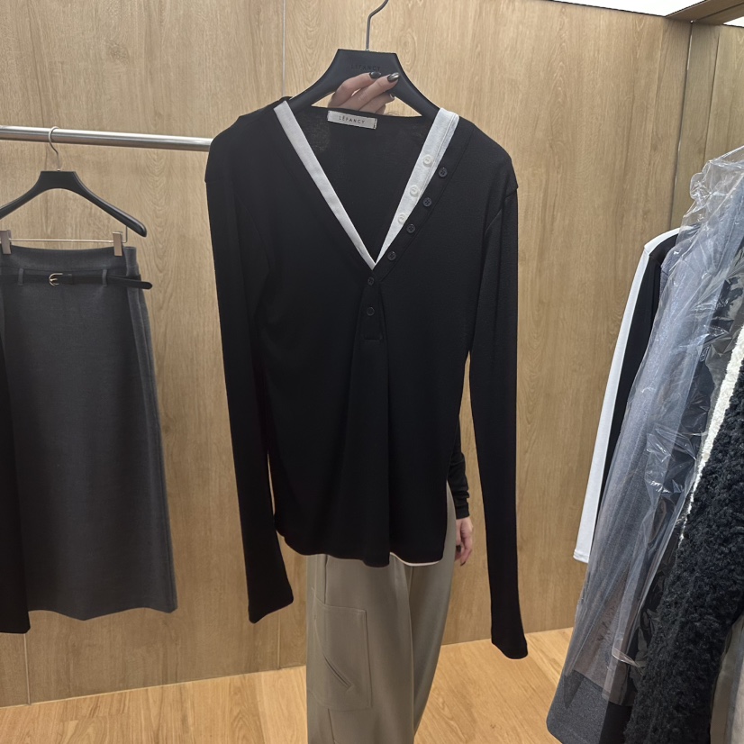 LEFANCY東大門㊣代購女裝新款人氣25秋冬職業熱賣時尚長袖T恤LEFANCY長袖T恤圖色3