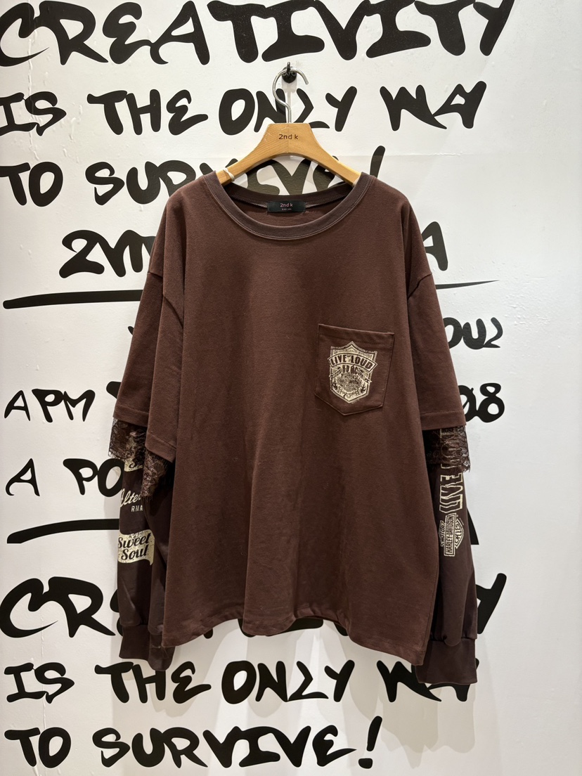 2ND K東大門㊣代購女裝新款熱賣職業推薦長袖T恤假兩件雙層2ND K長袖T恤圖色2