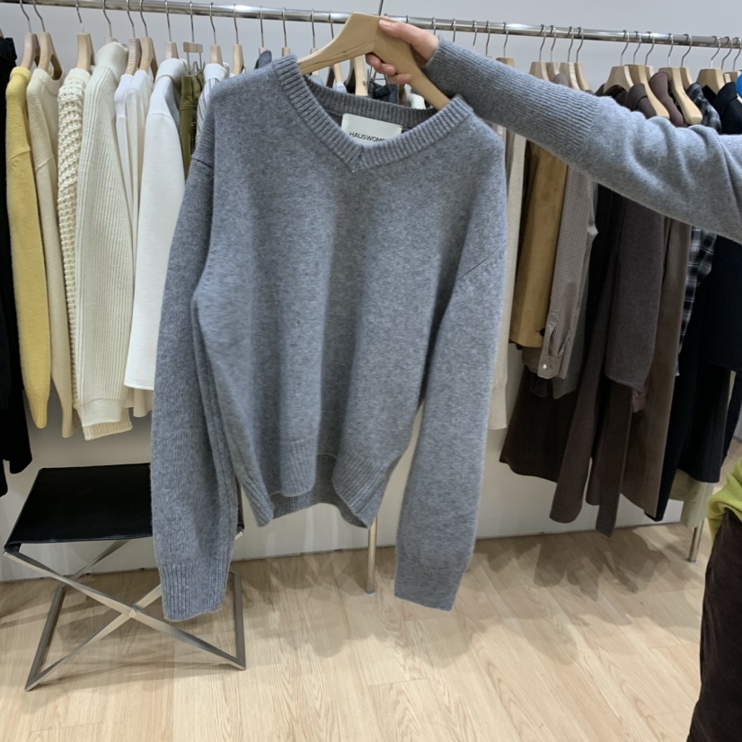 HAUS-A東大門㊣實拍女裝新品25秋冬推薦休閑針織衫V領羊毛HAUS-A針織衫