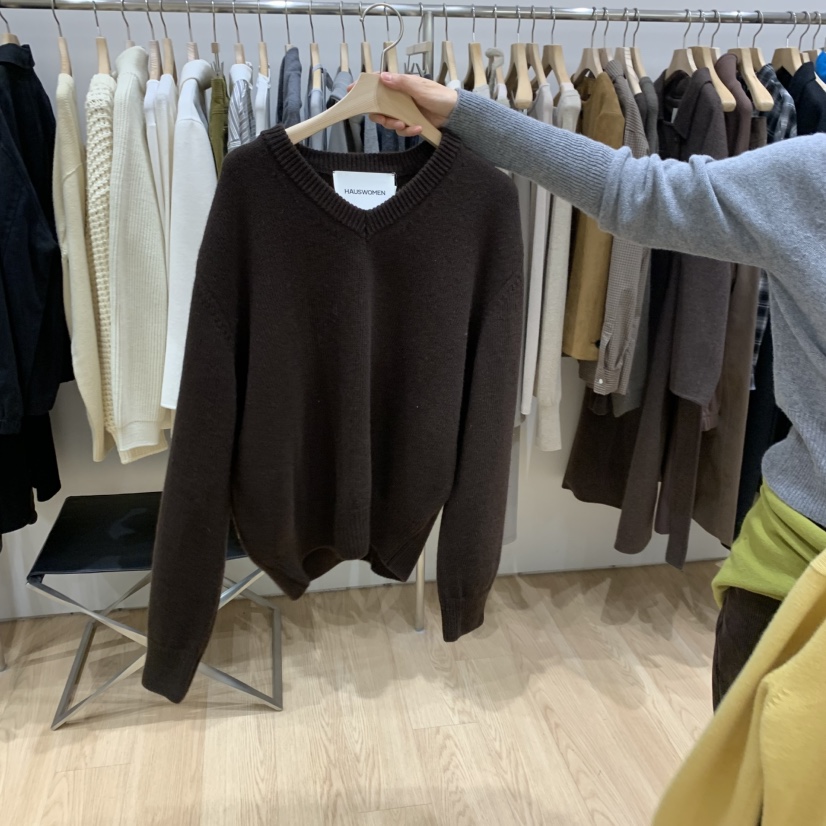HAUS-A東大門㊣實拍女裝新品25秋冬推薦休閑針織衫V領羊毛HAUS-A針織衫圖色4