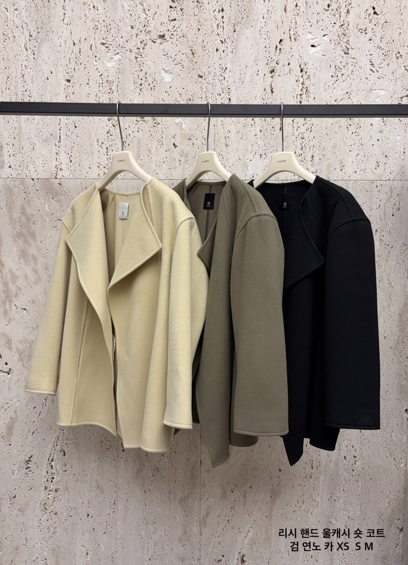 BLOSSOM東大門㊣實拍女裝新品真品短款大衣含圍巾手工羊毛羊絨BLOSSOM短款大衣