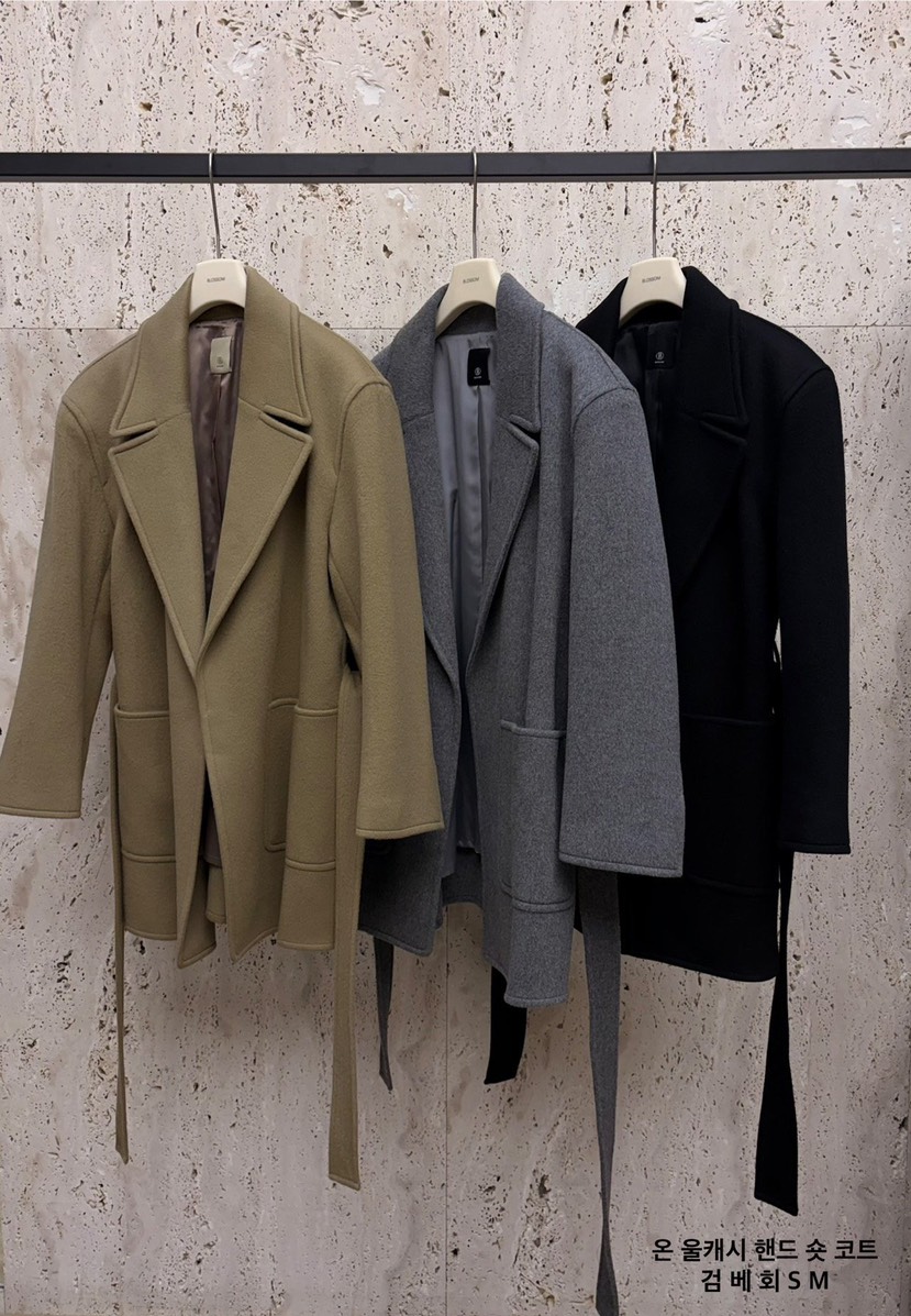 BLOSSOM東大門㊣直郵女士新款人氣真品時尚中長款大衣含腰帶BLOSSOM中長款大衣