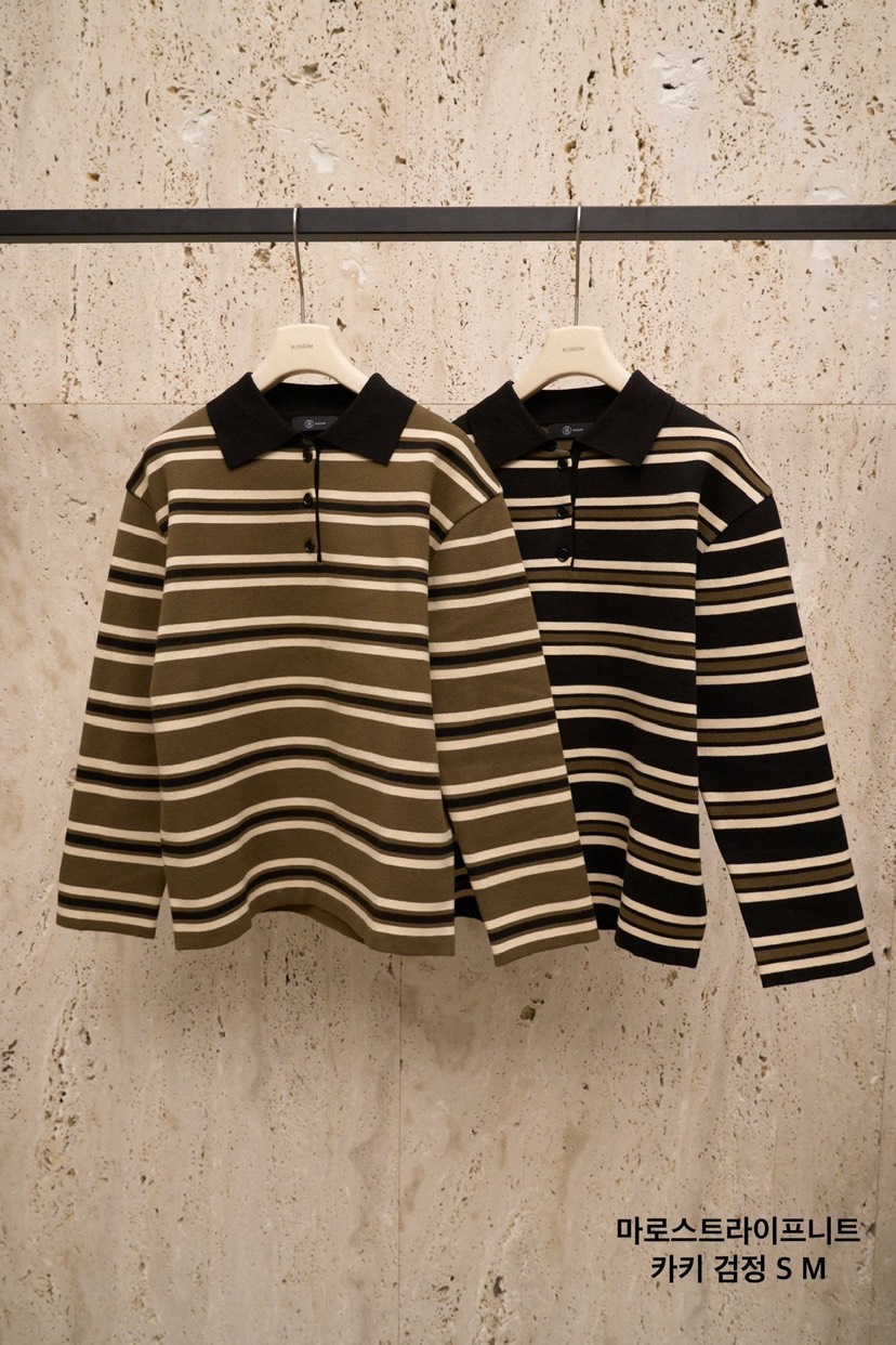 BLOSSOM東大門㊣代購女士新款25秋冬真品熱賣時尚針織衫條紋BLOSSOM針織衫