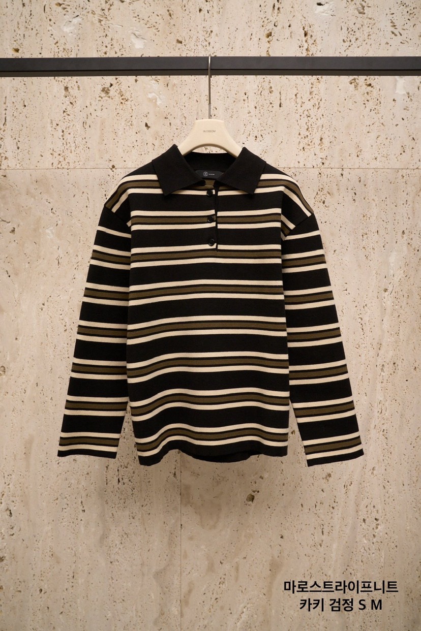 BLOSSOM東大門㊣代購女士新款25秋冬真品熱賣時尚針織衫條紋BLOSSOM針織衫圖色2