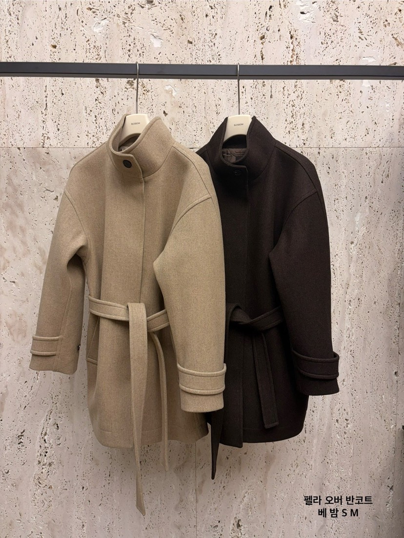 BLOSSOM東大門㊣實拍女裝新品25秋冬真品推薦中長款大衣含腰帶BLOSSOM中長款大衣