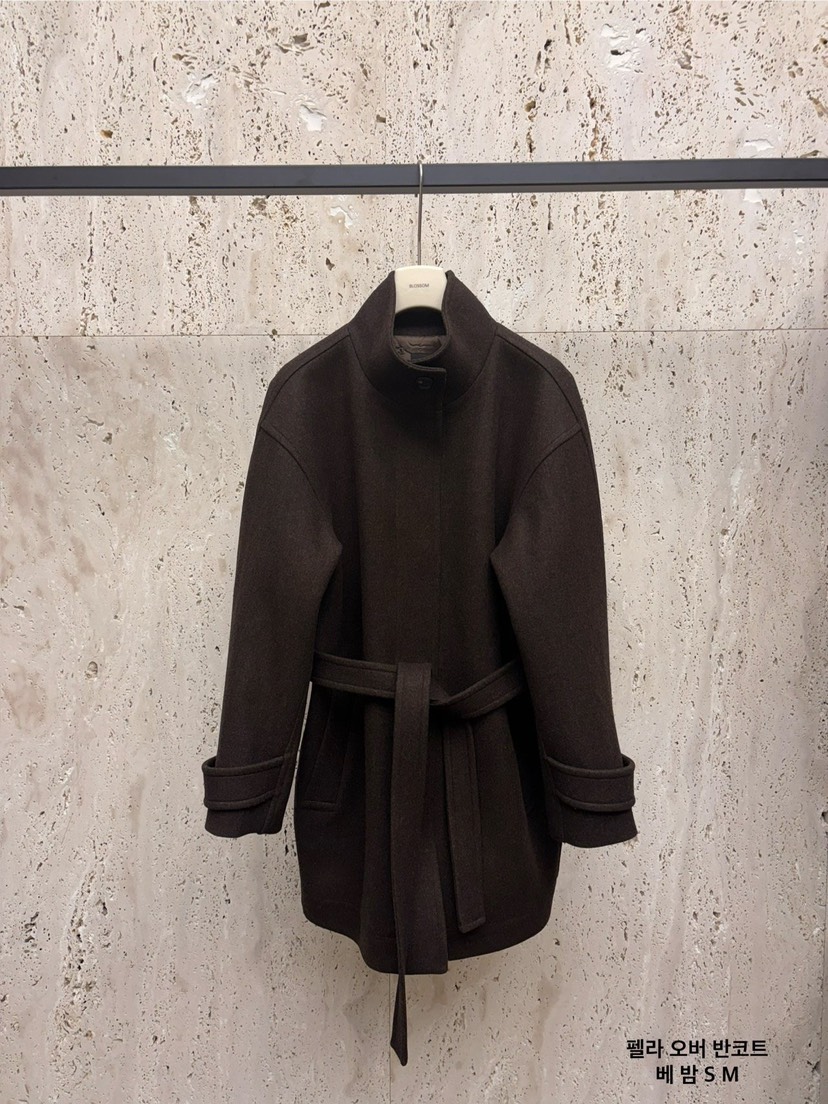 BLOSSOM東大門㊣實拍女裝新品25秋冬真品推薦中長款大衣含腰帶BLOSSOM中長款大衣圖色2