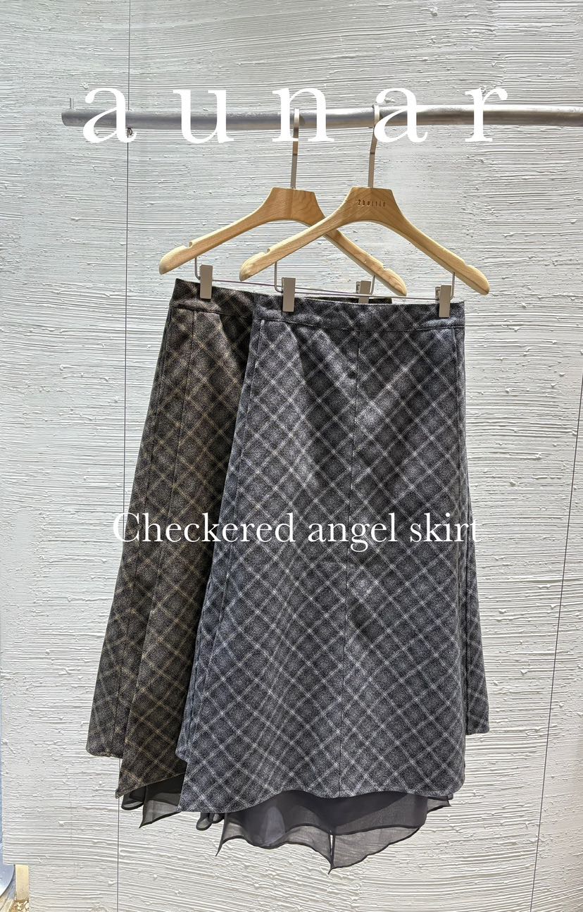 2BOTTLE東大門㊣直郵女士新款人氣職業推薦真品25秋冬長裙格紋2BOTTLE長裙