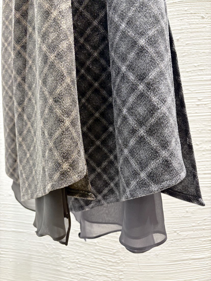 2BOTTLE東大門㊣直郵女士新款人氣職業推薦真品25秋冬長裙格紋2BOTTLE長裙