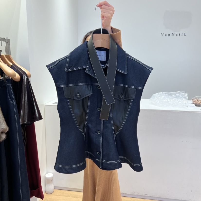 VAN NZILL東大門㊣實拍女士新款熱賣時尚25秋冬馬甲包含腰帶VAN NZILL馬甲圖色2