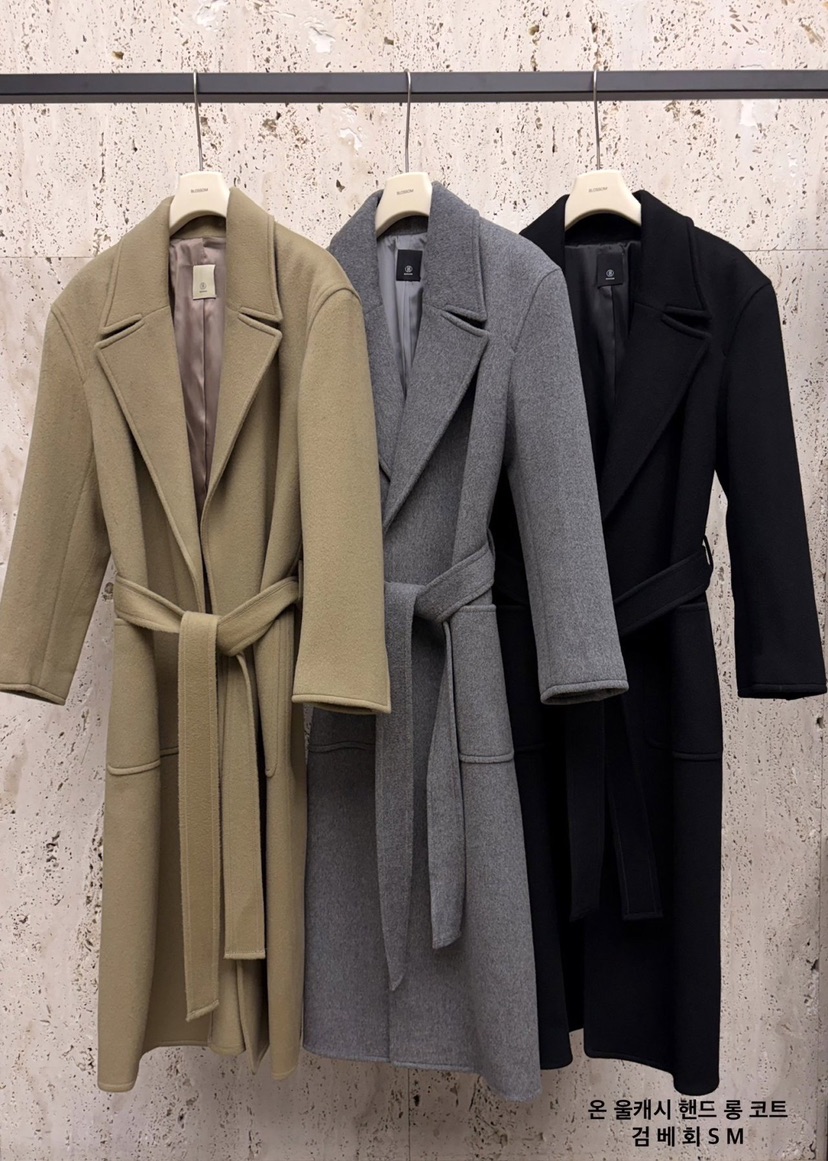 BLOSSOM東大門㊣代購女裝新品職業25秋冬中長款大衣含腰帶羊絨BLOSSOM中長款大衣