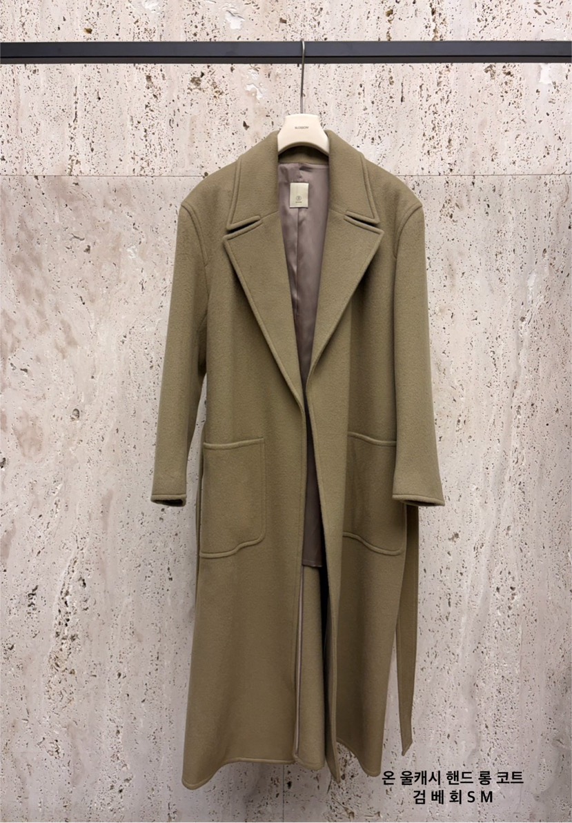 BLOSSOM東大門㊣代購女裝新品職業25秋冬中長款大衣含腰帶羊絨BLOSSOM中長款大衣圖色1