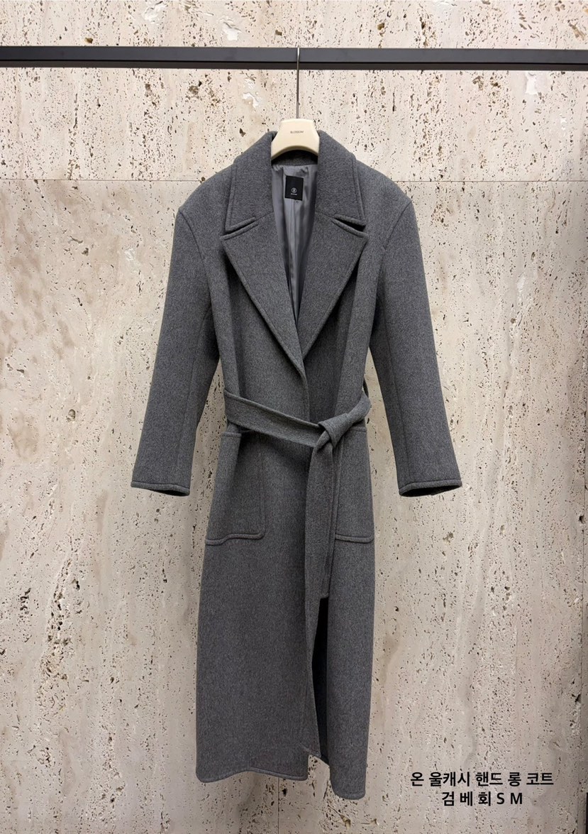 BLOSSOM東大門㊣代購女裝新品職業25秋冬中長款大衣含腰帶羊絨BLOSSOM中長款大衣圖色2