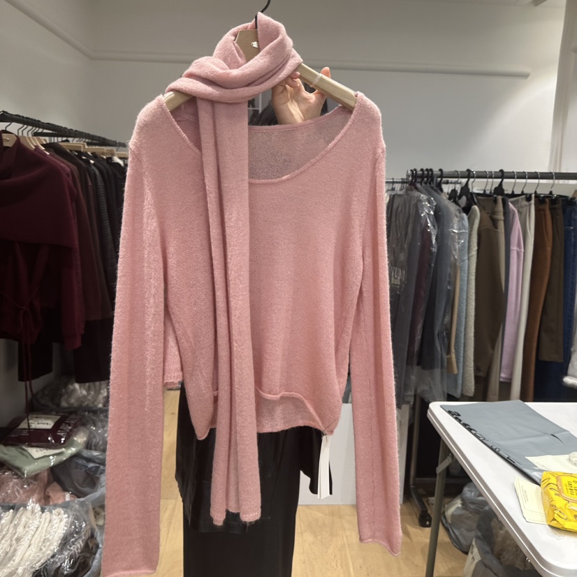 aube nunt東大門㊣直郵女士新品職業25秋冬時尚針織衫含圍巾aube nunt針織衫圖色1