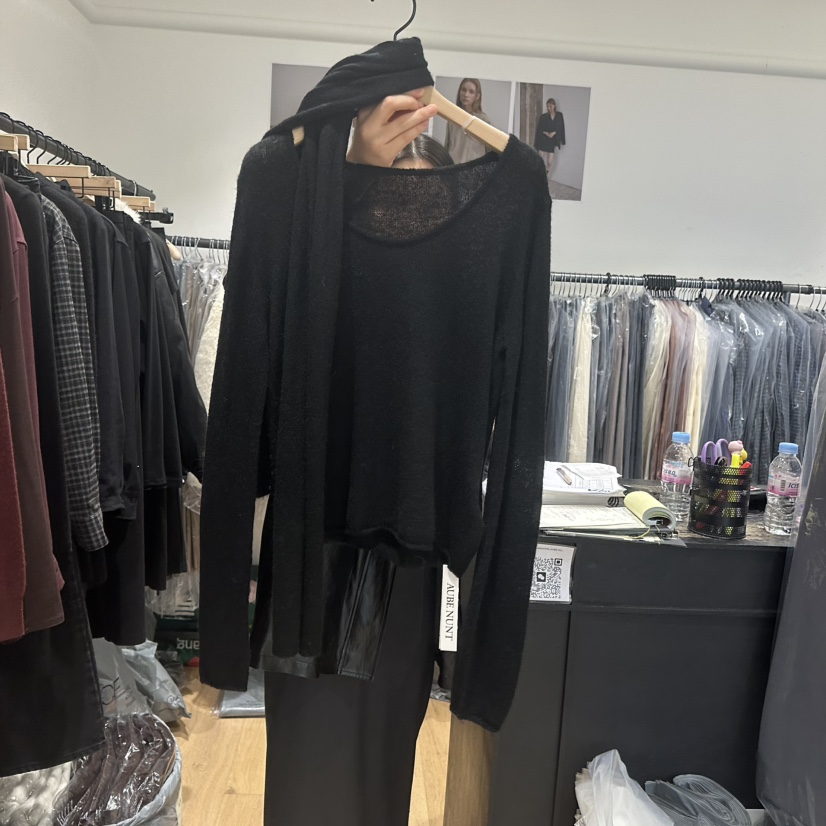 aube nunt東大門㊣直郵女士新品職業25秋冬時尚針織衫含圍巾aube nunt針織衫圖色2