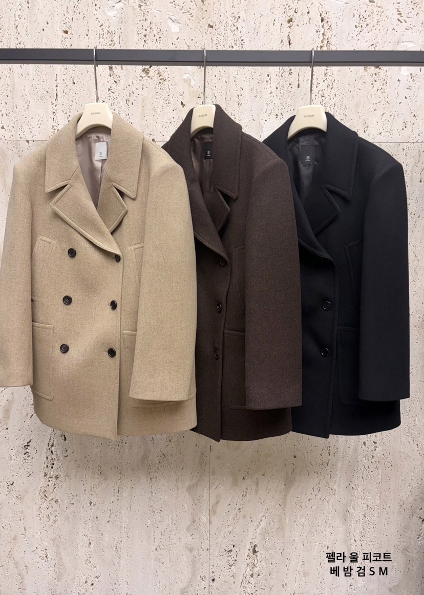 BLOSSOM韓國直郵㊣女裝新款25秋冬職業時尚休閑人氣短款大衣BLOSSOM短款大衣