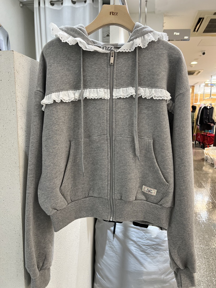 FIZZ韓國直郵㊣女士新品推薦人氣熱賣夾克連帽拉鏈衫抓絨拉絨FIZZ夾克圖色1