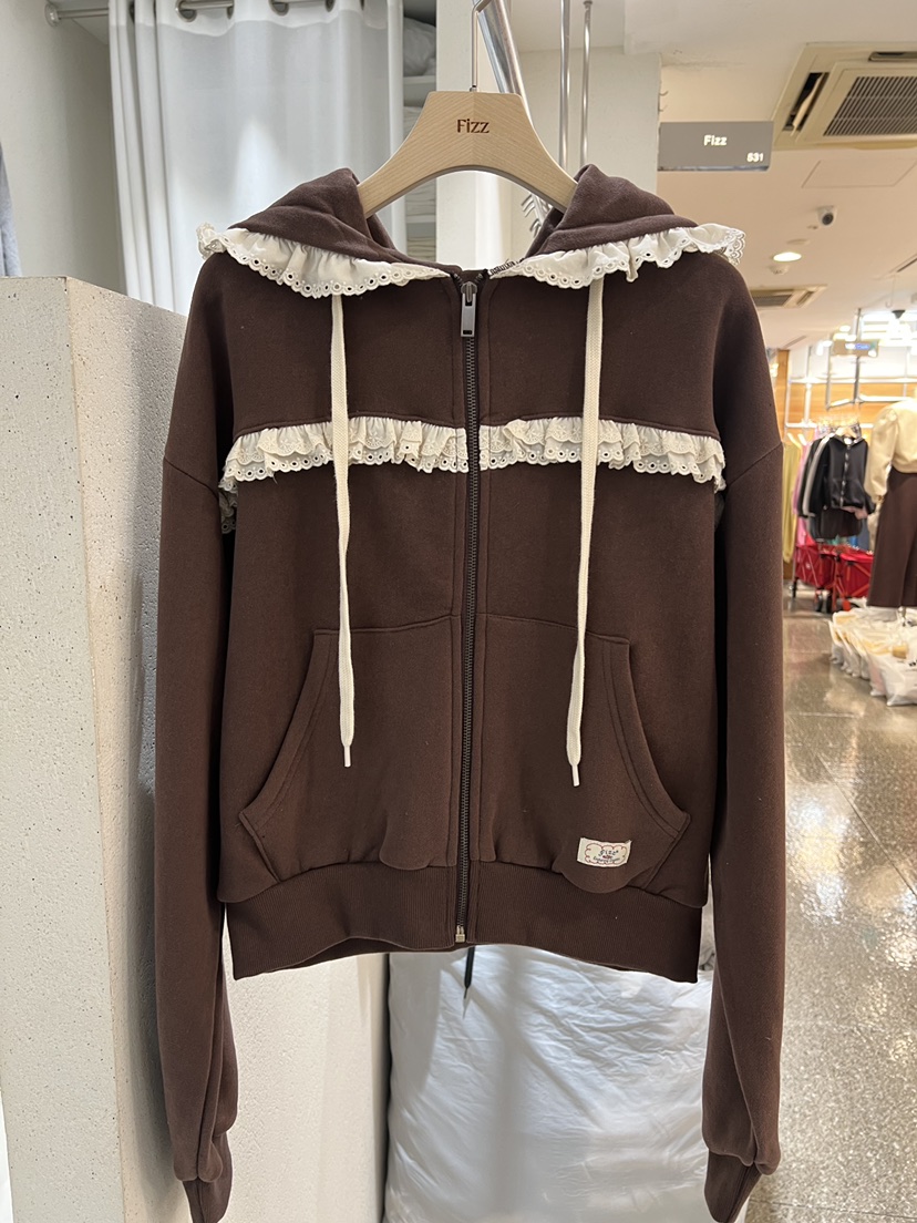 FIZZ韓國直郵㊣女士新品推薦人氣熱賣夾克連帽拉鏈衫抓絨拉絨FIZZ夾克圖色3