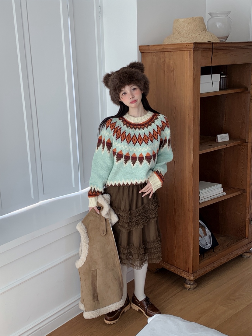 JKICHI韓國代購㊣女裝新款時尚真品熱賣人氣25秋冬休閑針織衫JKICHI針織衫