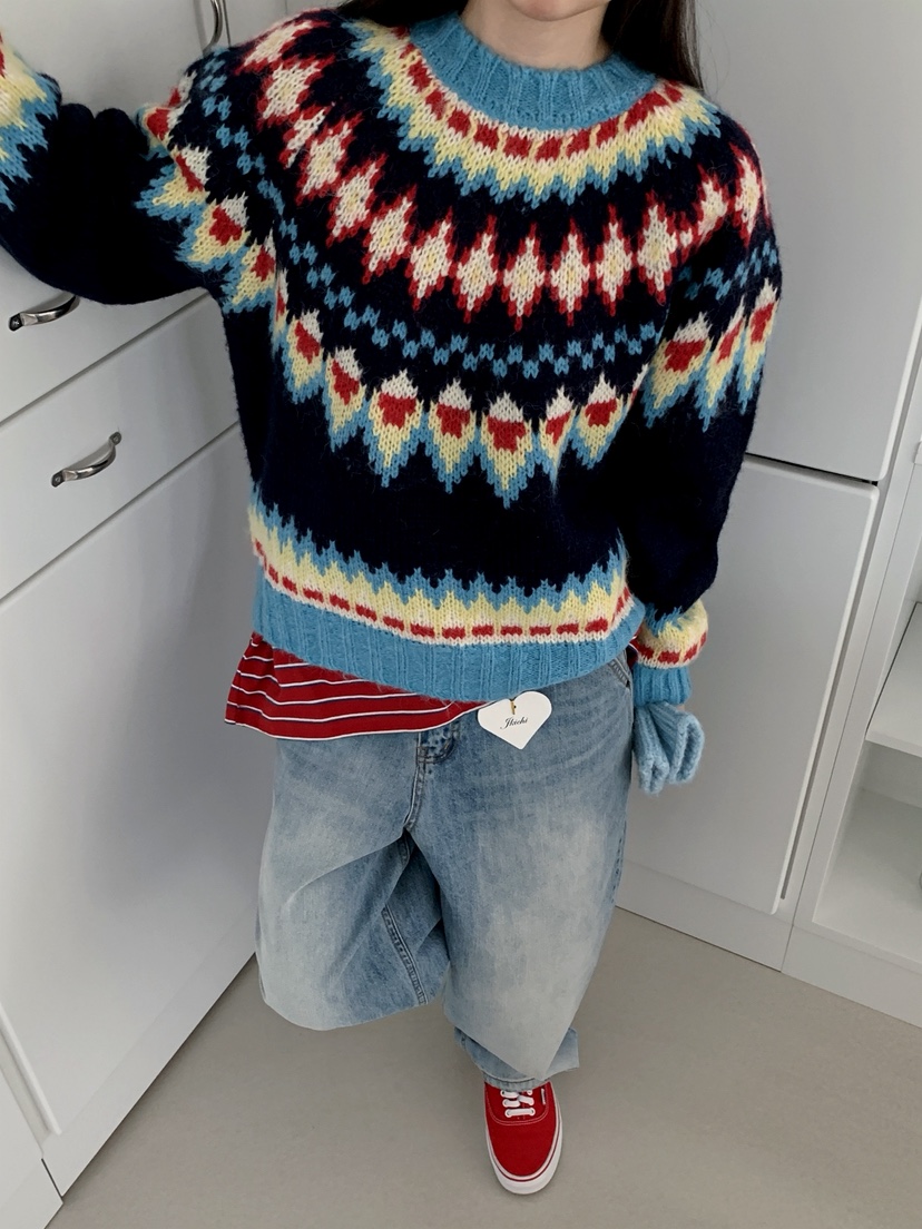 JKICHI韓國代購㊣女裝新款時尚真品熱賣人氣25秋冬休閑針織衫JKICHI針織衫圖色2