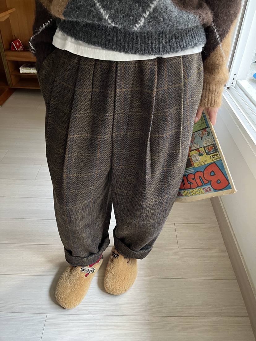 AT NOTE韓國直郵㊣女士新品真品休閑推薦熱賣休閑褲羊毛格紋AT NOTE休閑褲