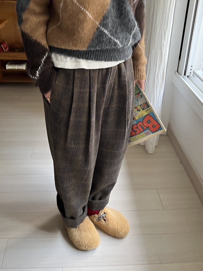 AT NOTE韓國直郵㊣女士新品真品休閑推薦熱賣休閑褲羊毛格紋AT NOTE休閑褲