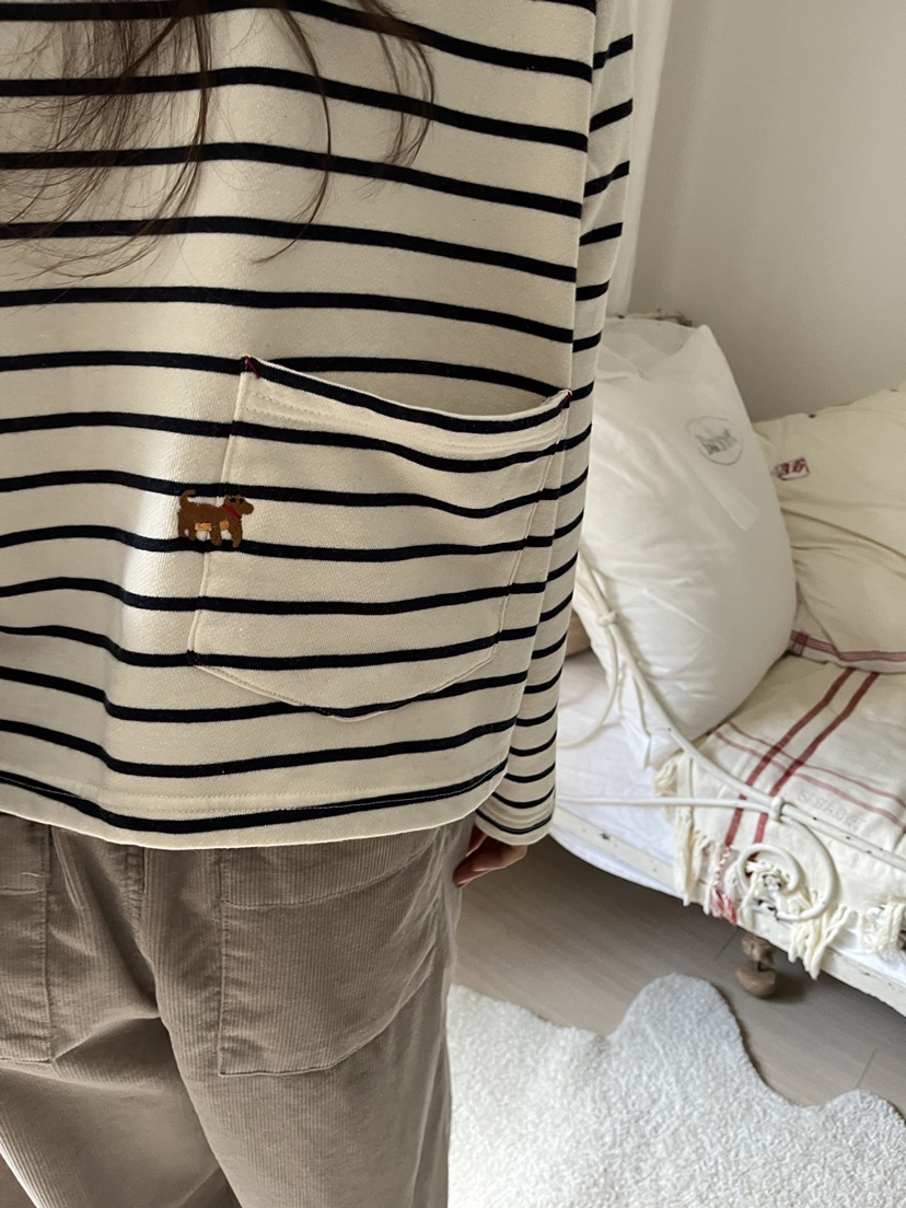 AT NOTE東大門㊣直郵女裝新品人氣真品25秋冬長袖T恤口袋刺繡AT NOTE長袖T恤