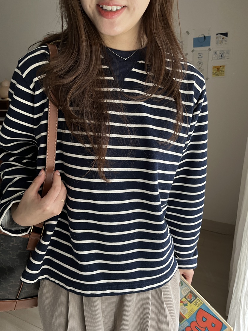 AT NOTE東大門㊣直郵女裝新品人氣真品25秋冬長袖T恤口袋刺繡AT NOTE長袖T恤